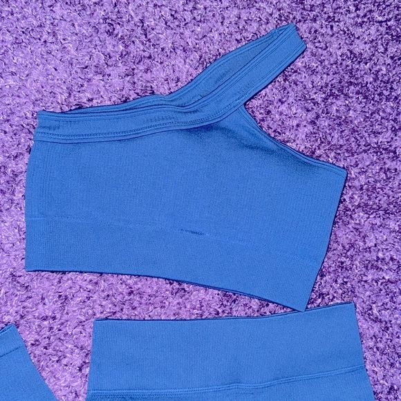 NWT Ribbed One Shoulder Sports Bra & High Waist Leggings Set Size SMALL NWT - Picture 10 of 10